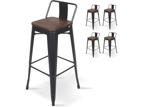 Industriële Houten Barstoelen Set van 4 - Hoogte 76 cm