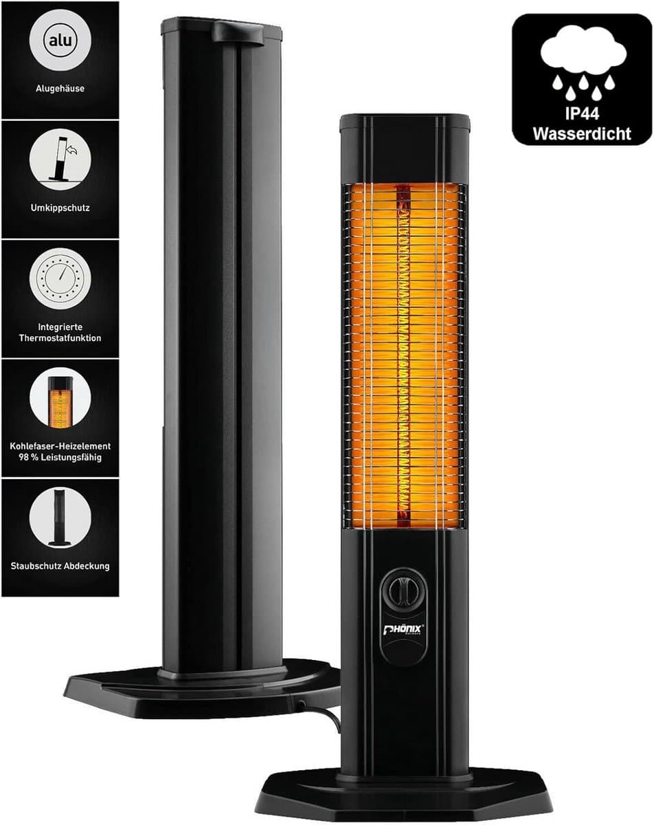 infrarood terrasverwarmer 2000w met thermostaat | ip44 binnen & buiten