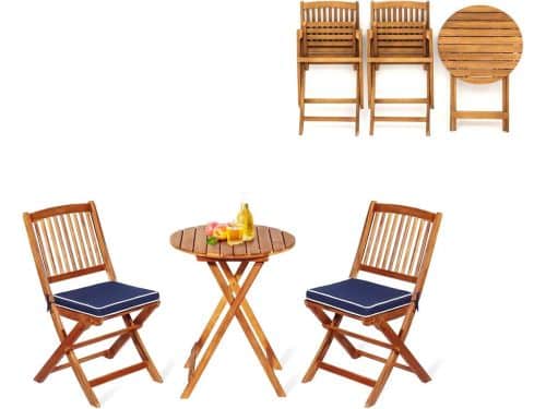 Inklapbare Balkonset 3-delig met Tafel en Stoelen - Tuinmeubelset voor