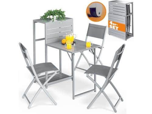 Inklapbare Balkonset met 3 Stoelen en Tafel - Ruimtebesparend Meubilair
