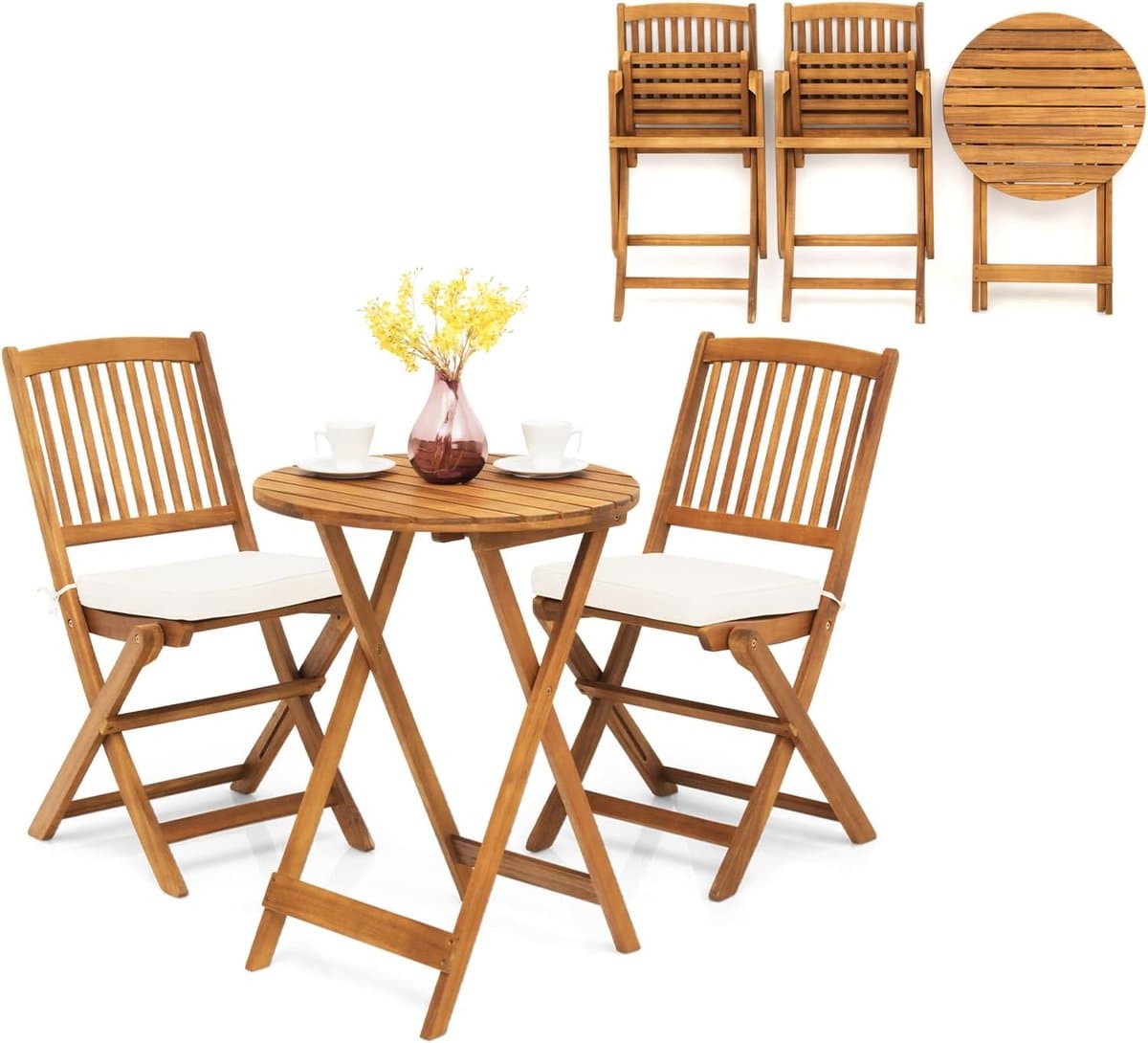 inklapbare balkonset met tafel en 2 stoelen voor tuin of