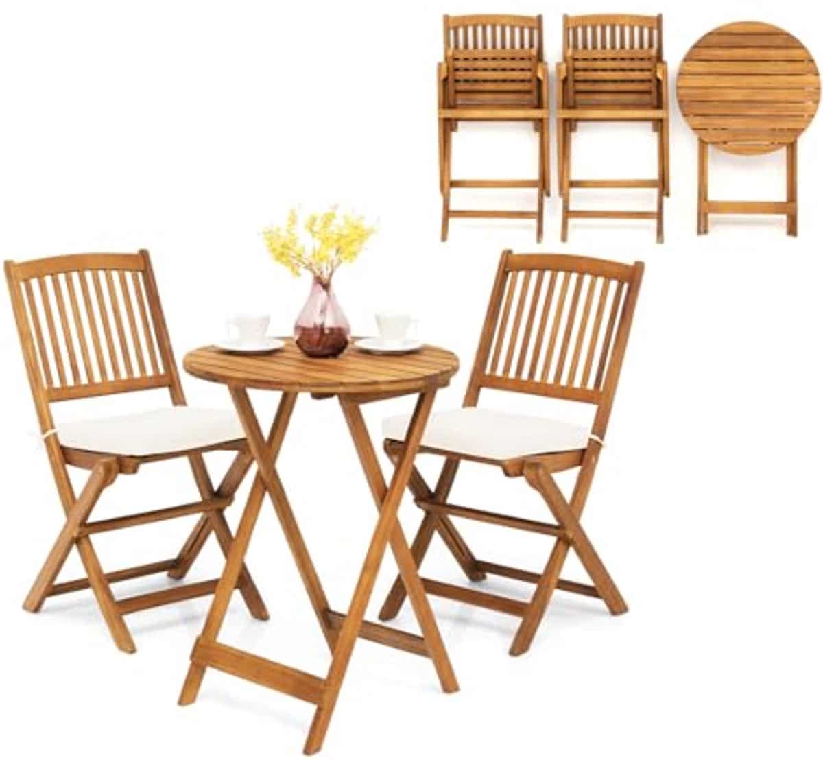 inklapbare balkonset met tafel en 2 stoelen voor tuin of