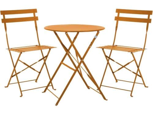 Inklapbare Balkonset Oranje 3 Delig met 2 Stoelen en Ronde