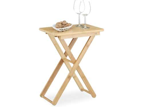 Inklapbare bamboe bijzettafel - kleine klaptafel - rechthoekig - natuurlijk