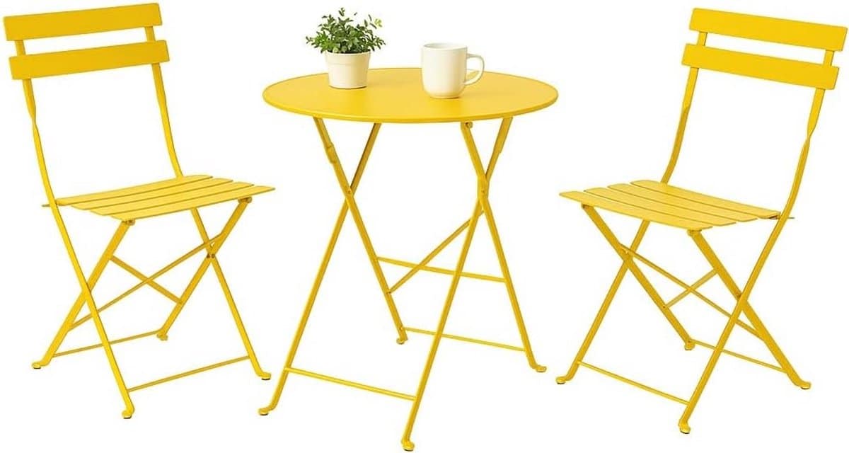 inklapbare bistroset 3 delig voor binnen en buiten met 2 stoelen
