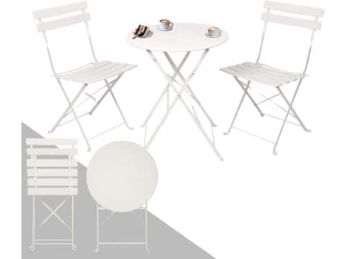 Inklapbare Bistroset 3-Delig Wit Balkon en Tuinmeubels Metaal