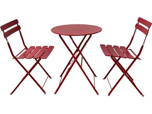 Inklapbare Bistroset Rood - Tafel met 2 Stoelen voor Balkon
