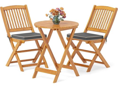 Inklapbare Bistroset voor Balkon met 2 Stoelen en Ronde Tafel