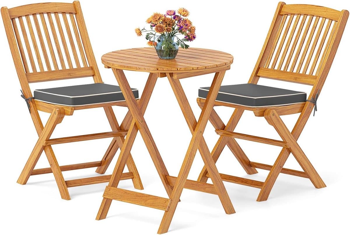 inklapbare bistroset voor balkon met 2 stoelen en ronde tafel