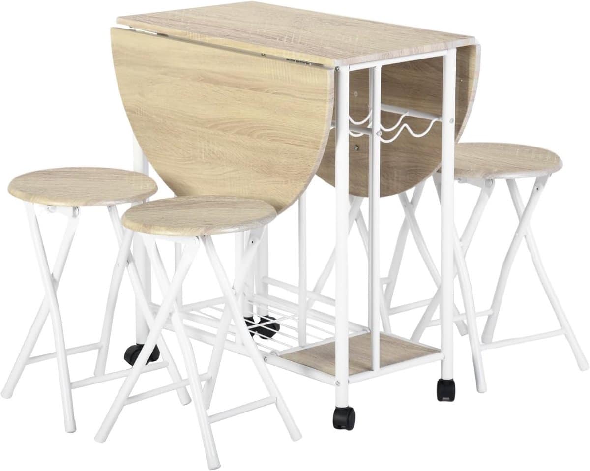 inklapbare ronde klaptafel met 4 klapkrukken eet en keukentafel