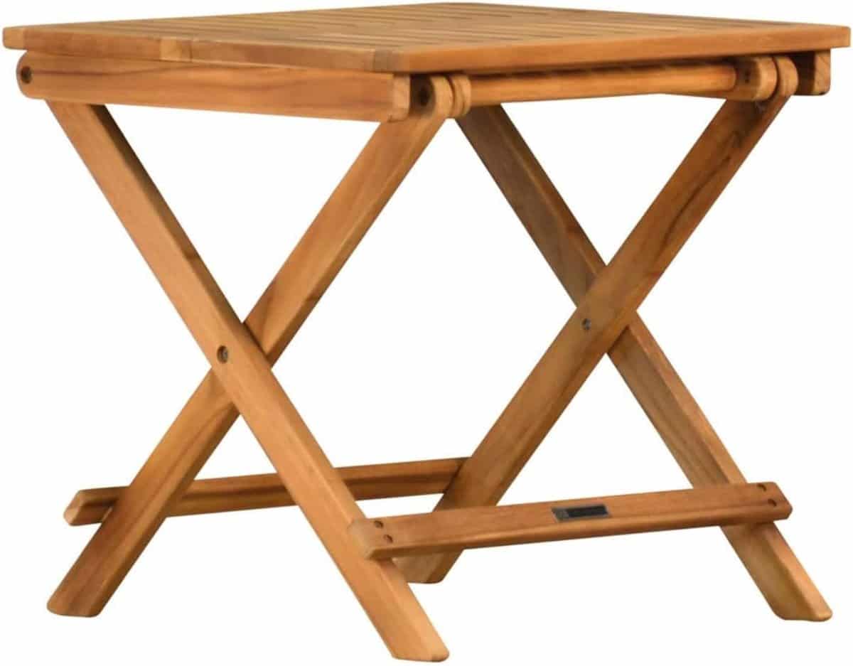 inklapbare teak bijzettafel balkontafel tuintafel houten klaptafel weerbestendig 50×50 cm