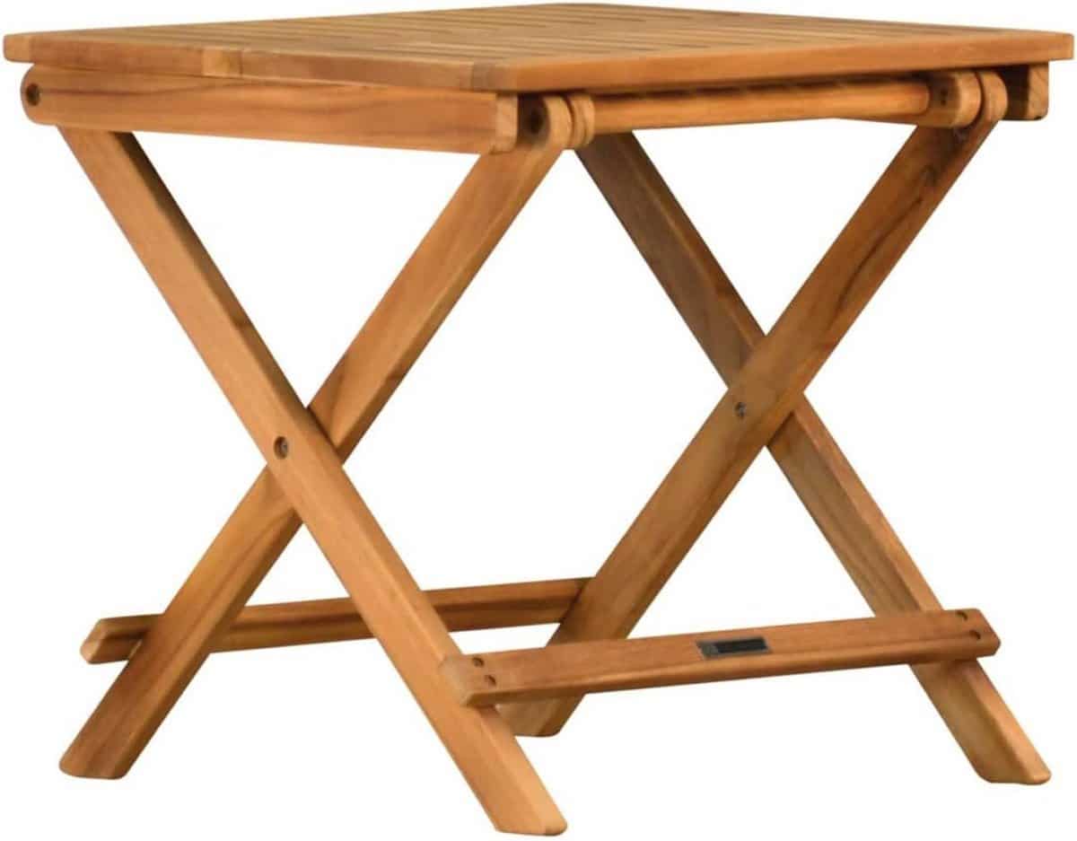 inklapbare teak bijzettafel balkontafel tuintafel houten klaptafel weerbestendig 50×50 cm