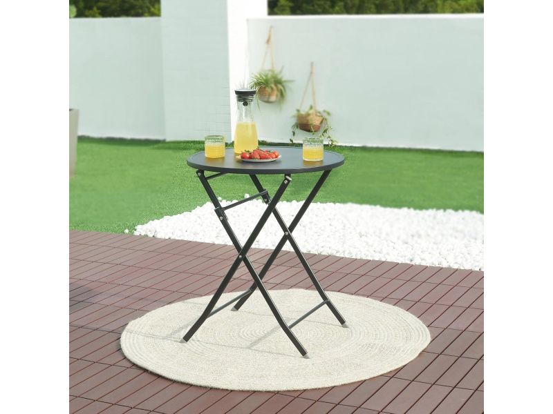 Inklapbare tuintafel 71x110x70 cm - Multifunctionele klaptafel in zwart