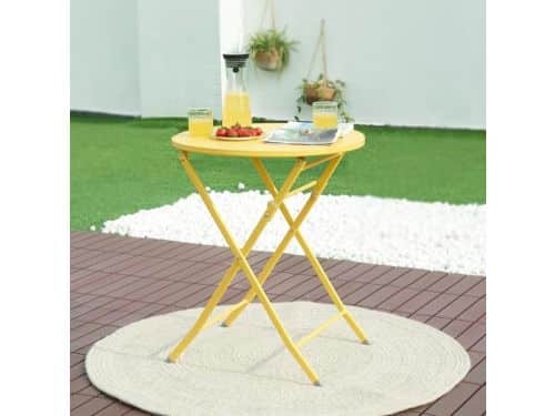 Inklapbare tuintafel Ø62x71 cm - Gele klaptafel voor tuin