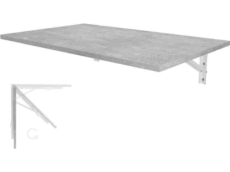 Inklapbare wandmontage klaptafel betonlook 80x50 cm - Inklapbare eettafel voor