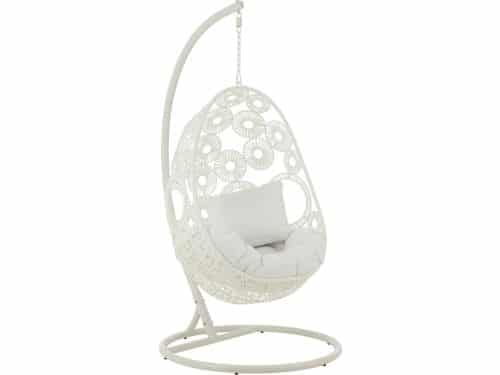 J-Line hangstoel + kussens Bula - metaal/riet - wit