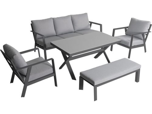 Jamaica stoel bank dining loungeset 5 delig aluminium antraciet
