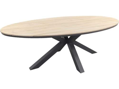 Jasmine Black/GI Edison 6-persoons ovale dining tuinset 220x115 cm.