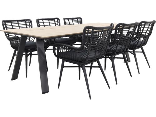 Jasmine Black/GI Nevada 6-persoons dining tuinset 240x100 cm.