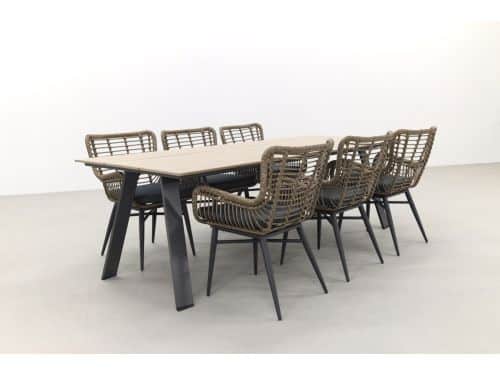Jasmine Naturel/GI Nevada 6-persoons dining tuinset 240x100 cm.
