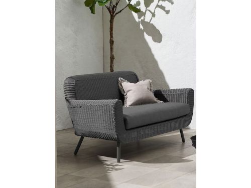 Jonah sofa 2-seater dark grey steel/dark grey wicker Eurofar - Eurofar