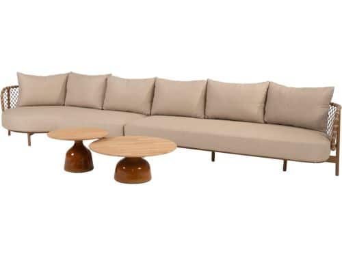 June Martinique chaise longue loungeset 4 delig teak amber 4