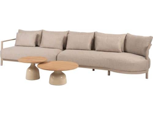 June Mykonos modulaire chaise longue loungeset 4 delig teak latte