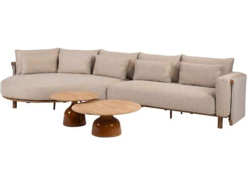 June Safina modulaire chaise longue loungeset 4 delig teak amber