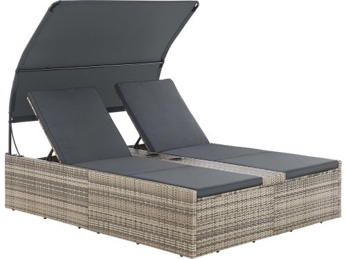 Juskys Polyrotan Loungebed / Ligbed Syros - Grijs - 2