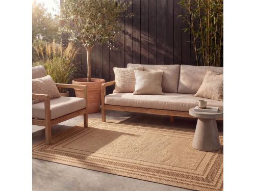 Jute buitenkleed - Mavi Border Creme/Bruin - 160x230cm