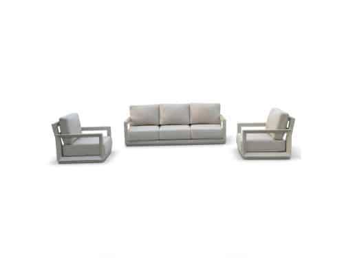 Kaapstad stoel-bank loungeset 5 personen | aluminium | beige | 3-delig