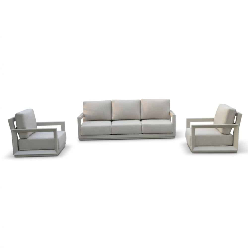 kaapstad stoel bank loungeset 5 personen | aluminium | beige | 3 delig
