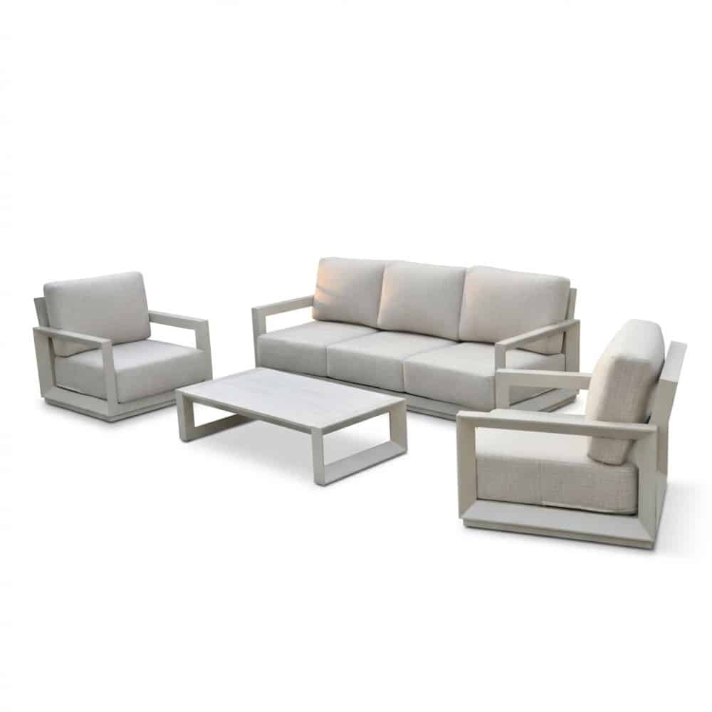 kaapstad stoel bank loungeset 5 personen incl. loungetafel | aluminium | beige | 3 delig