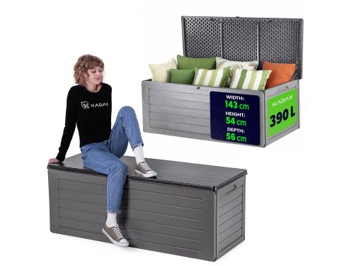 KADAX Opbergbox 390L, Tuinbox van polypropyleen, Kussenbox voor tuin
