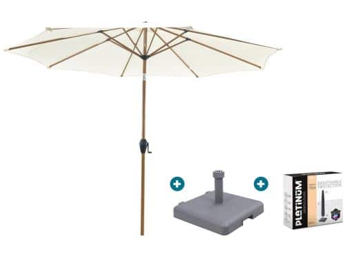 Kayu Stokparasol Ø300 cm. - Ecru/Woodlook met sleepvoet & hoes