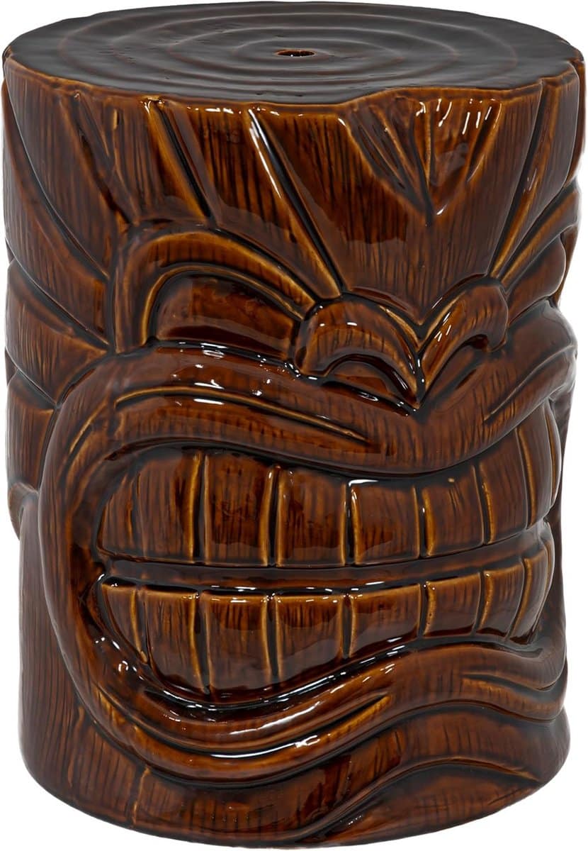 keramische tiki hoofd bijzettafel voor tuin en buiten