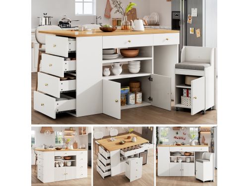 Keukeneiland met Barstoelen - 140×40(70)×89 cm - 6 Lades +