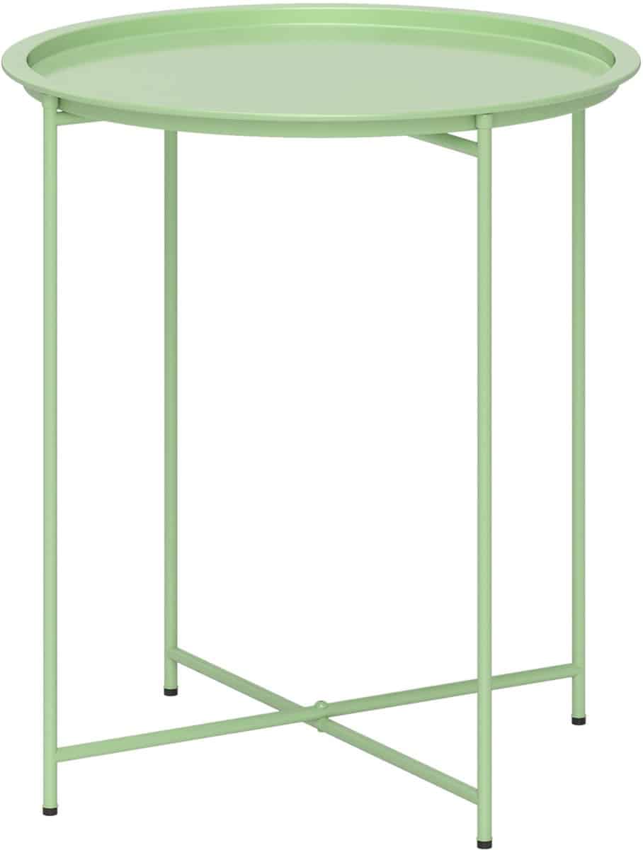killogood tuintafel, ronde bijzettafel voor buiten, staal, met afneembaar blad