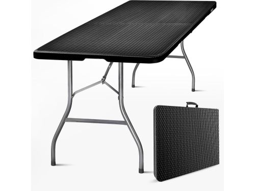 Klaptafel 180 cm Rechthoekig Rattanlook Zwart - HDPE 3.5 cm