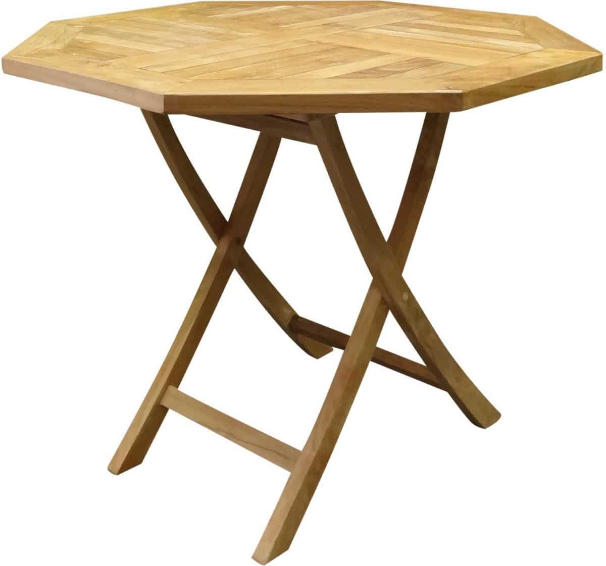 klaptafel 90x90x75 achtkantige teaktafel