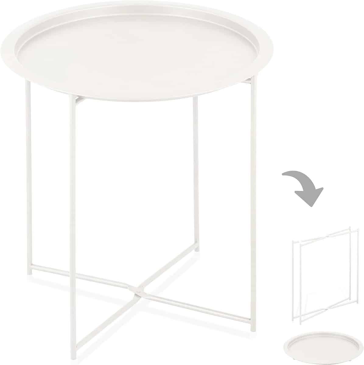 klaptafel binnen en buiten tuinbijzettafel Ø47xh51 cm stalen