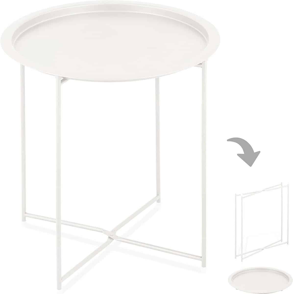 Klaptafel binnen en buiten – Tuinbijzettafel Ø47xH51 cm – Stalen