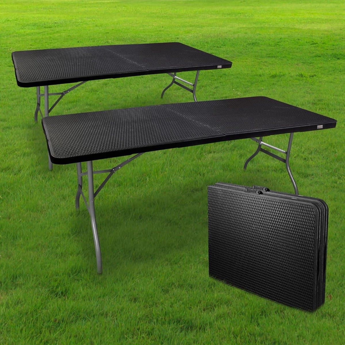 klaptafel rattanlook 180 cm zwart rechthoekige hdpe tafel voor