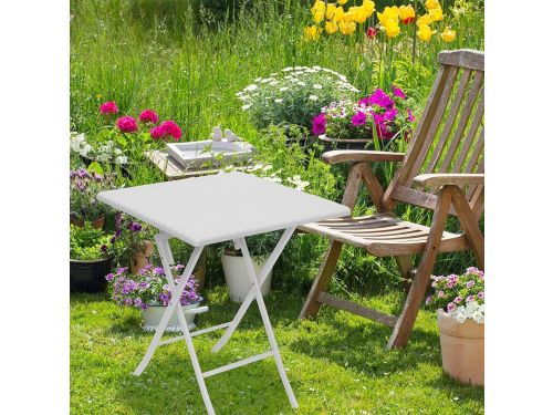 Klaptafel vierkant - rotanlook - 1 stuk - wit