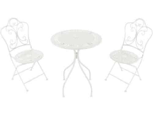 Klassieke Bistroset Wit met Tafel en 2 Klapstoelen voor Balkon