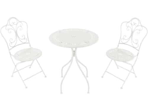 Klassieke Bistroset Wit met Tafel en 2 Klapstoelen voor Balkon