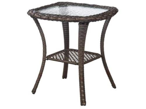 Kleine bijzettafel voor buiten - rieten bijzettafel met opslag en