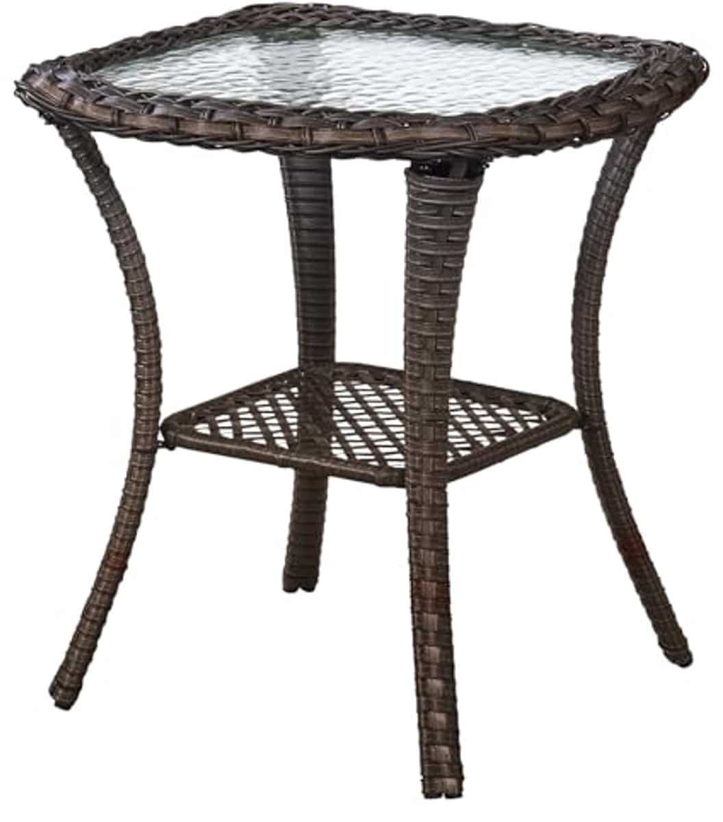 kleine bijzettafel voor buiten rieten bijzettafel met opslag en