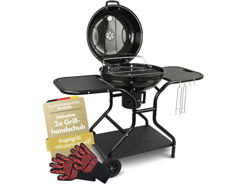 Kogelbarbecue 55 cm, met legplank en oprolbare grillwagen