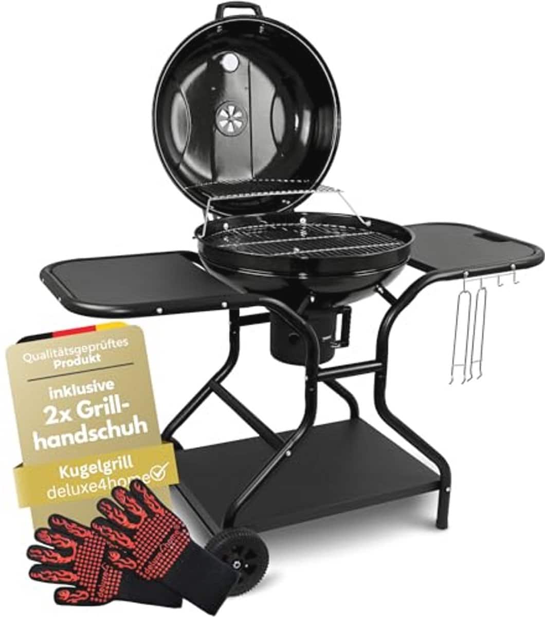 kogelbarbecue 55 cm, met legplank en oprolbare grillwagen